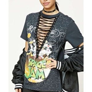 Space Jam neck cutout shirt